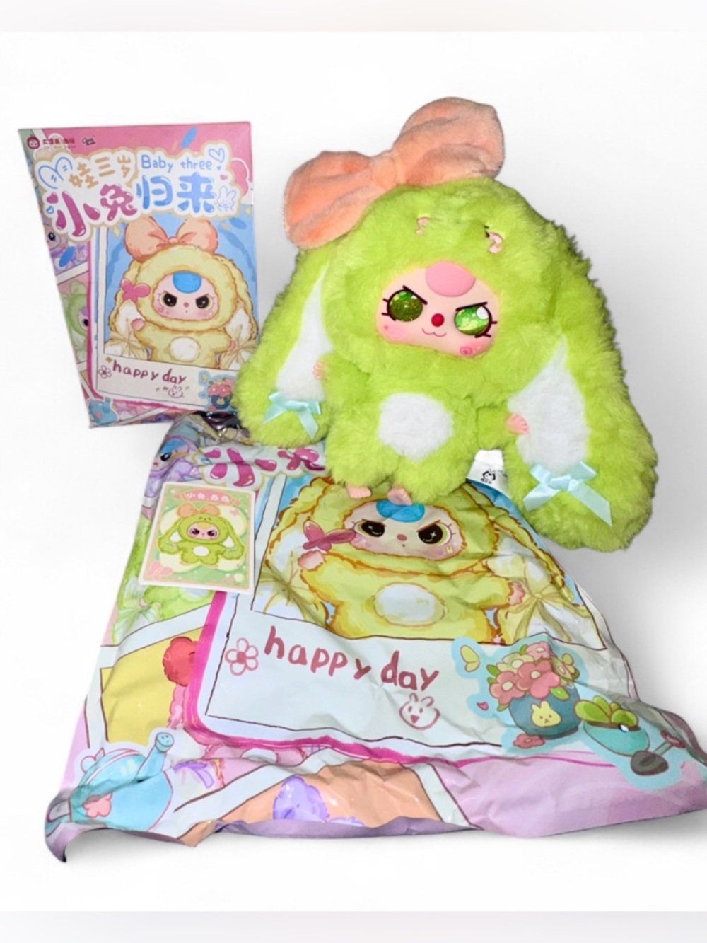 💚✨ Confirmed Baby Three Happy Days Series Plush – Special Glitter Eyes - Picture 2 of 7